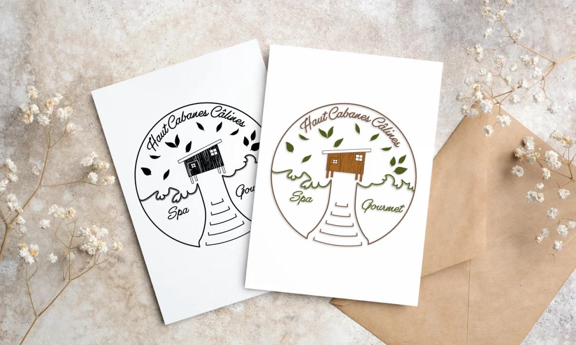 carte de visite avec enveloppe et un logo dessus