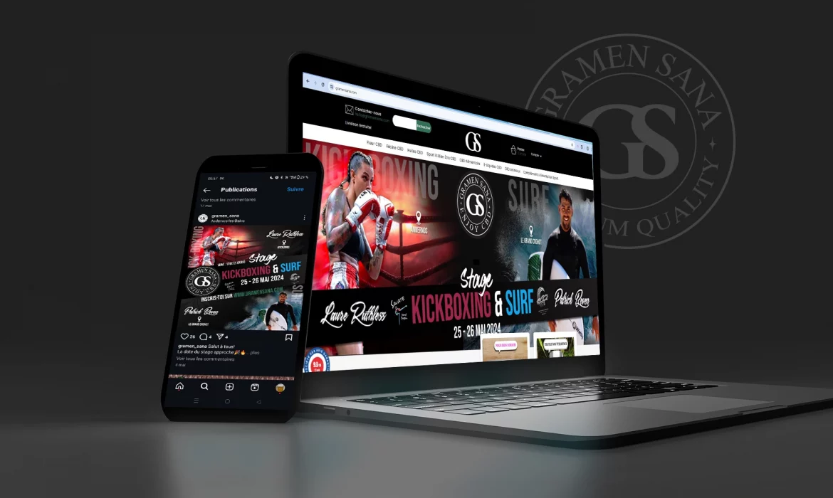 prÃ©sentation sur site internet et mobile sur instagram d'un Ã©vÃ¨nement sportif dans le sud de la France avec 2 sportifs